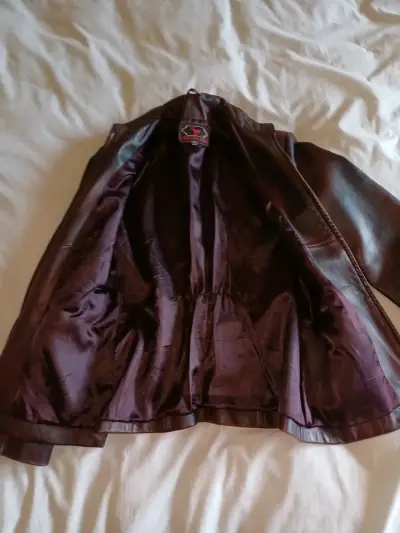 Chaqueta de cuero marrón Lederland para mujer - miniatura 2