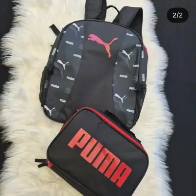 Mochila y lonchera Puma negra con logo - miniatura 1