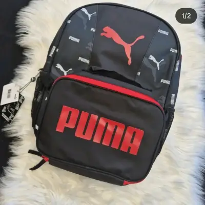Mochila y lonchera Puma negra con logo - miniatura 2