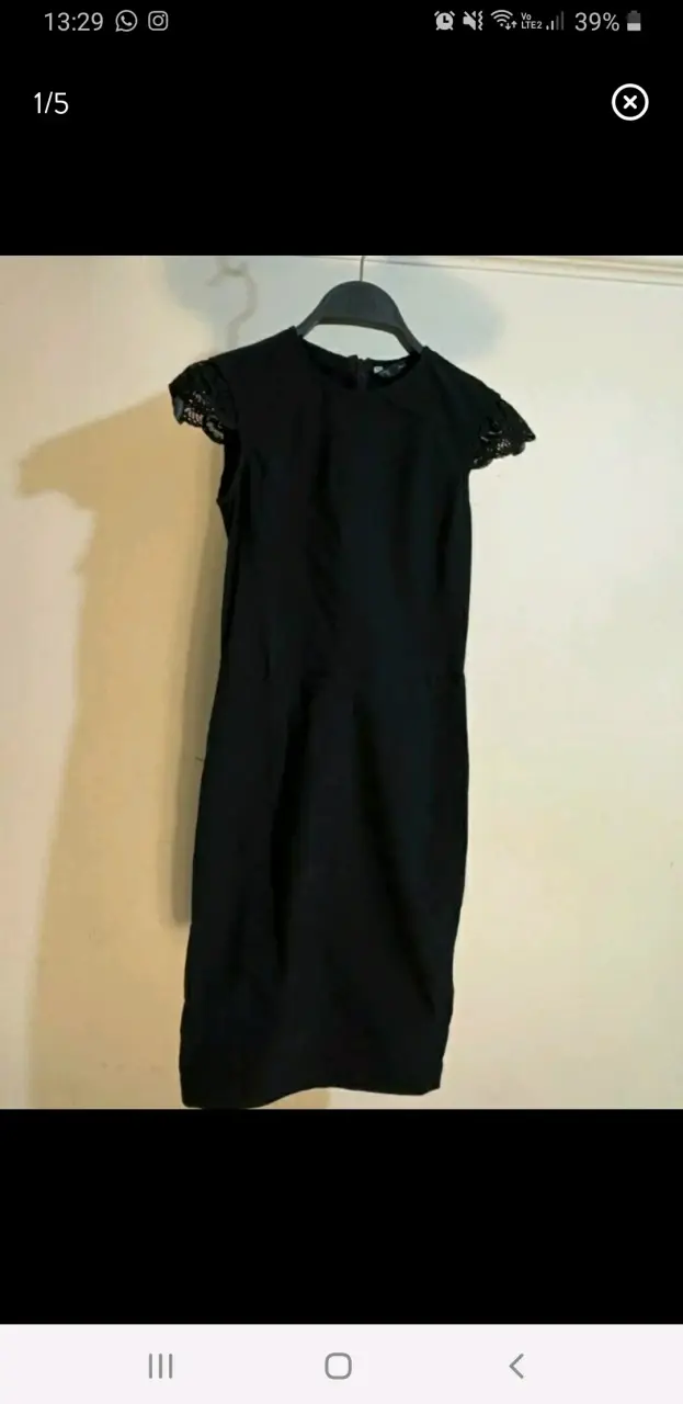 Vestido negro elegante con encaje Zara - 1