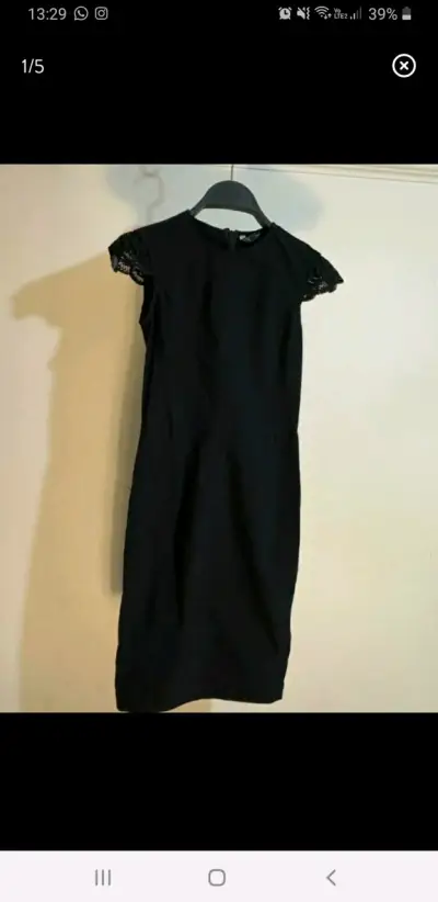 Vestido negro elegante con encaje Zara - miniatura 1
