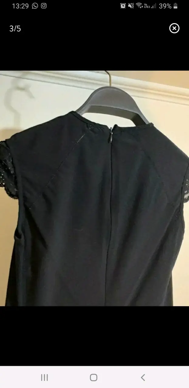 Vestido negro elegante con encaje Zara - 3