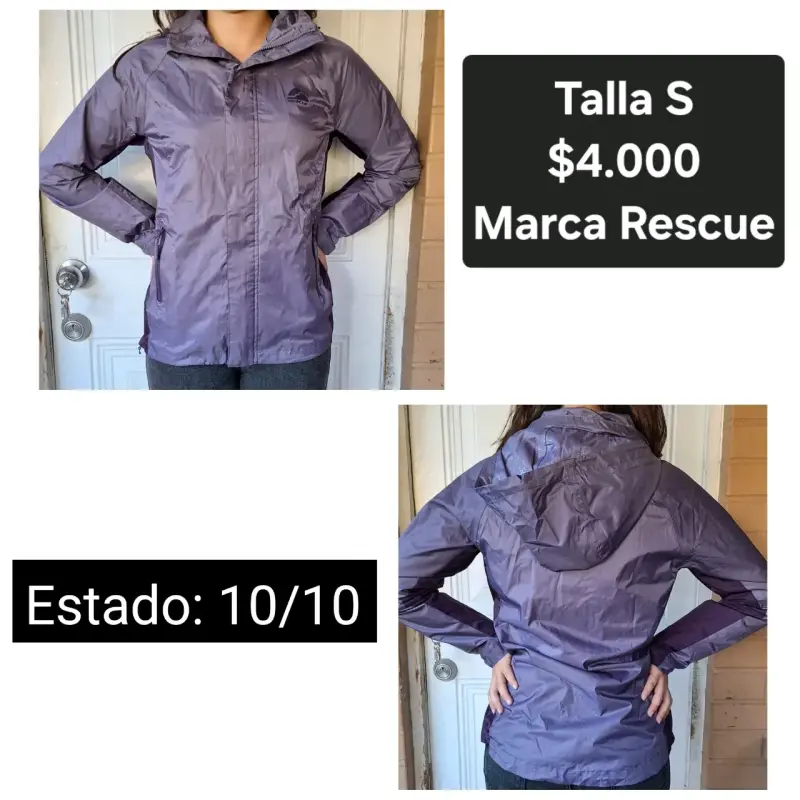 Chaqueta impermeable morada marca Rescue talla S
