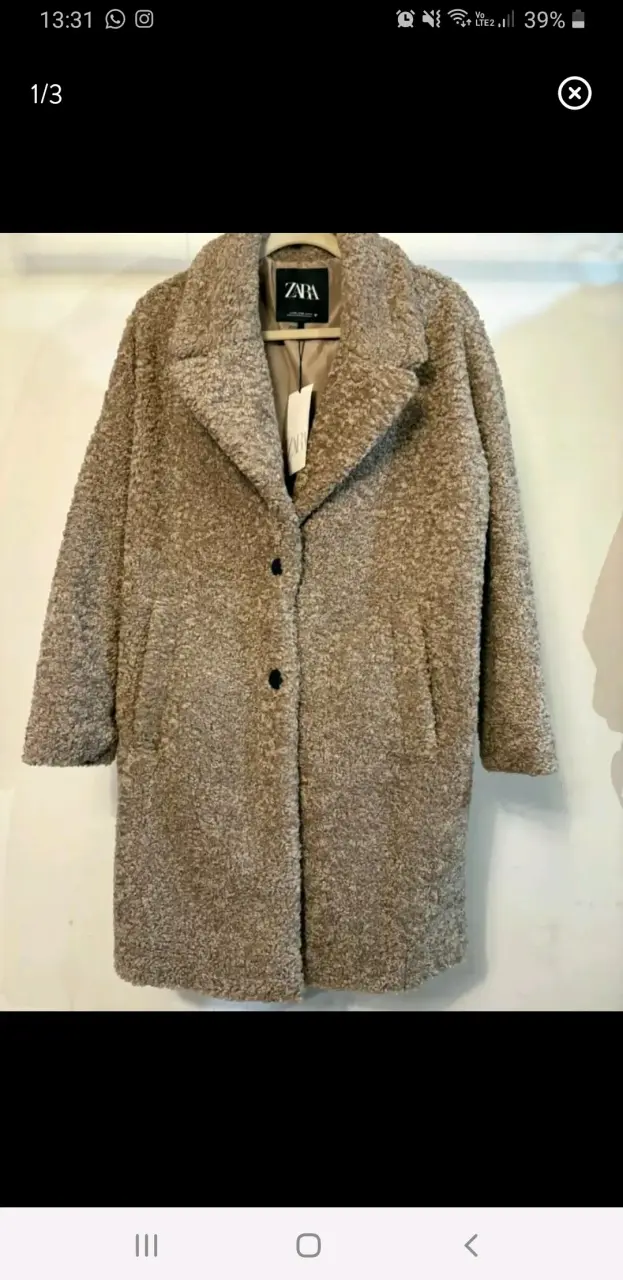 Abrigo de lana sintética beige Zara - 1