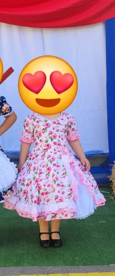 Vestido de niña con estampado floral y encaje - miniatura 1