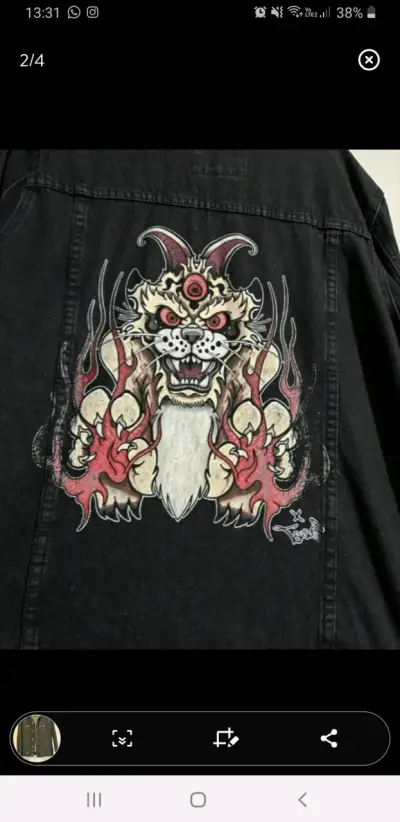 Chaqueta de mezclilla negra con diseño gráfico - miniatura 2