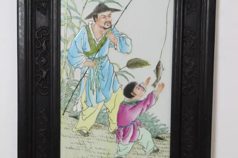 Cuadro decorativo oriental con marco tallado,UNICO - 1