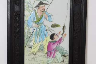 Cuadro decorativo oriental con marco tallado,UNICO - miniatura 1