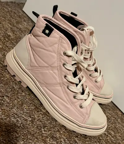 Botines rosados de mujer con cordones - miniatura 2