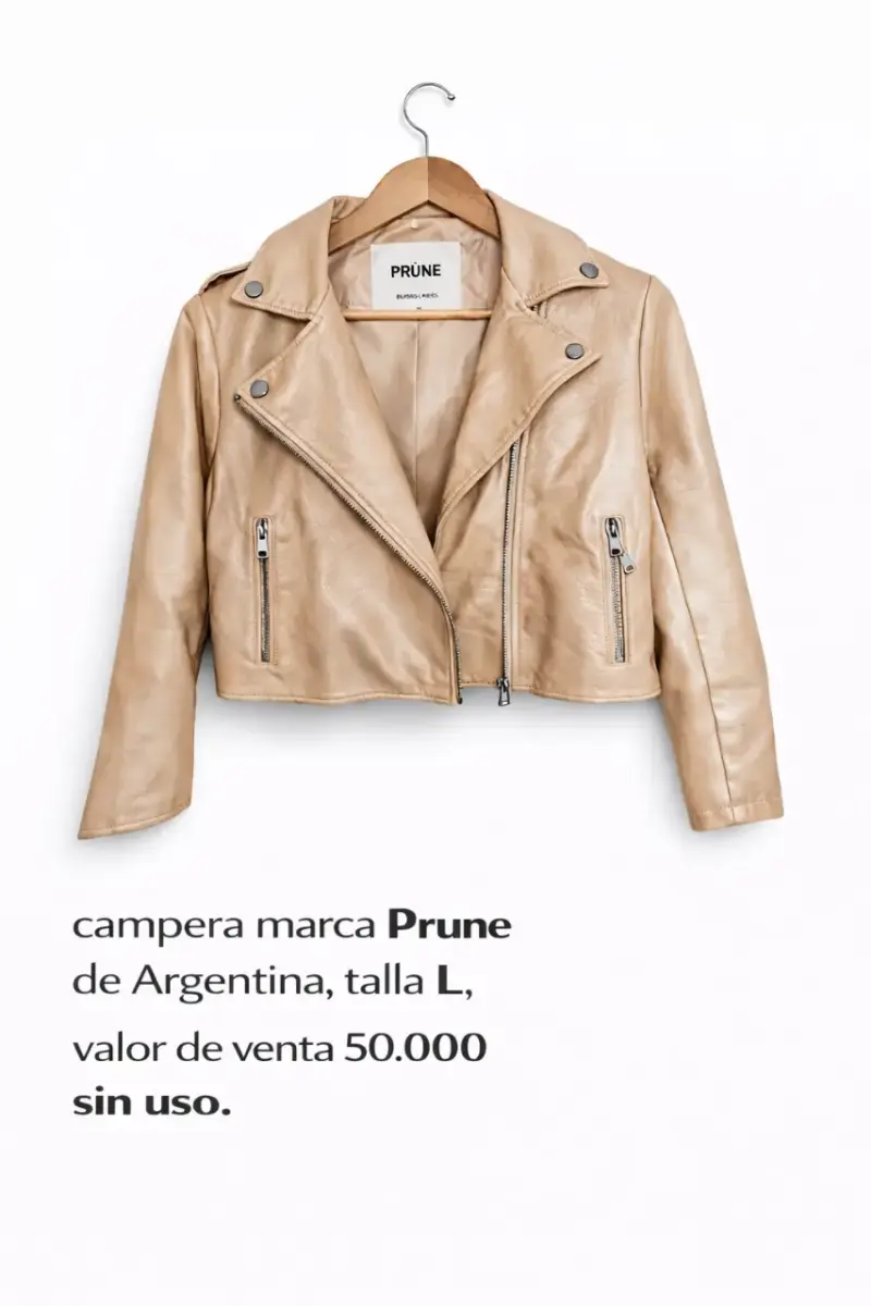 Chaqueta de cuero beige Prune talla L sin uso