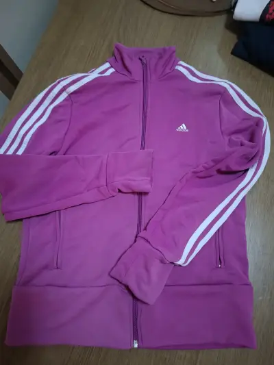 Chaqueta deportiva Adidas fucsia con rayas - miniatura 1
