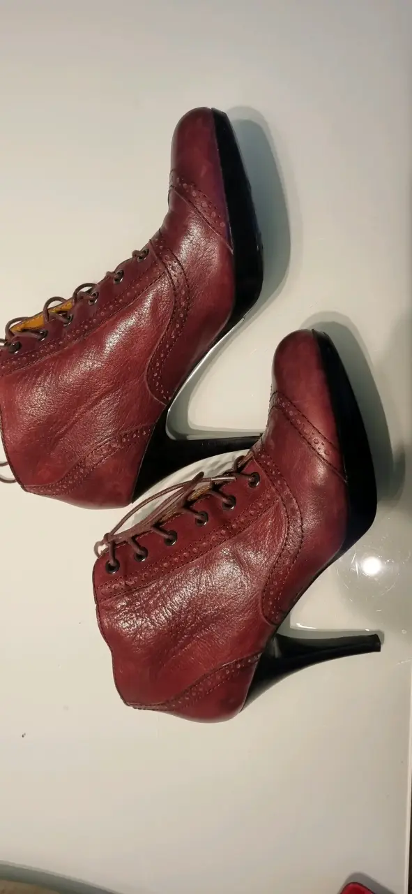 Botines de cuero burdeos Zara Woman - 2
