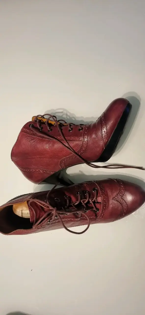 Botines de cuero burdeos Zara Woman - 4