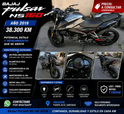 Moto Bajaj Pulsar NS160 2019 en excelente estado - miniatura 1