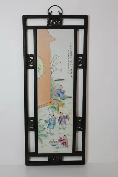 Cuadro decorativo oriental con marco de madera - miniatura 1