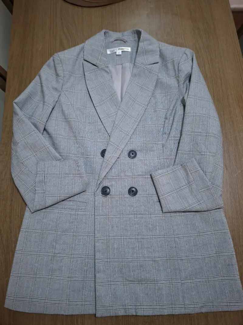 Blazer de mujer a cuadros gris talla M - 1