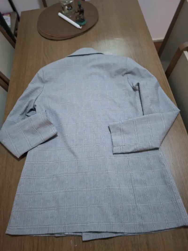 Blazer de mujer a cuadros gris talla M - 2
