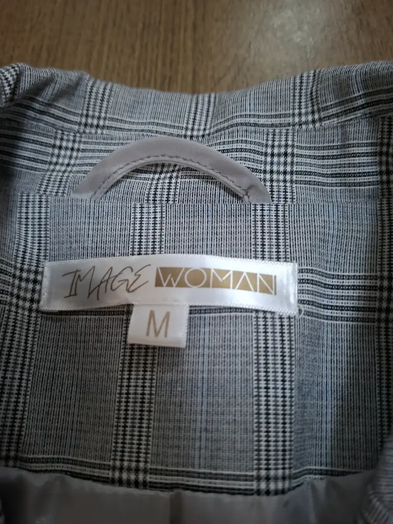Blazer de mujer a cuadros gris talla M - 3