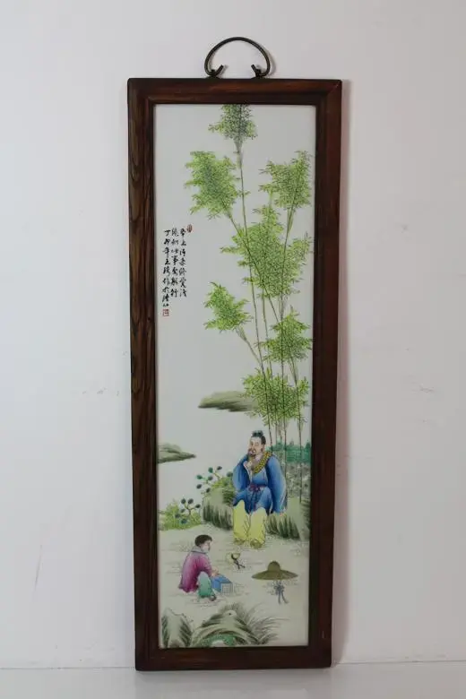 Cuadro madera y porcelana oriental, S.XX., Unicos, - 1