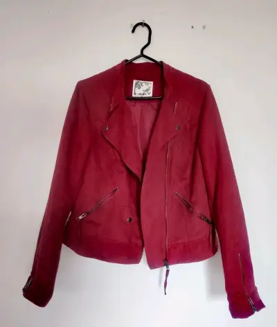 Chaqueta de gamuza roja para mujer - miniatura 2