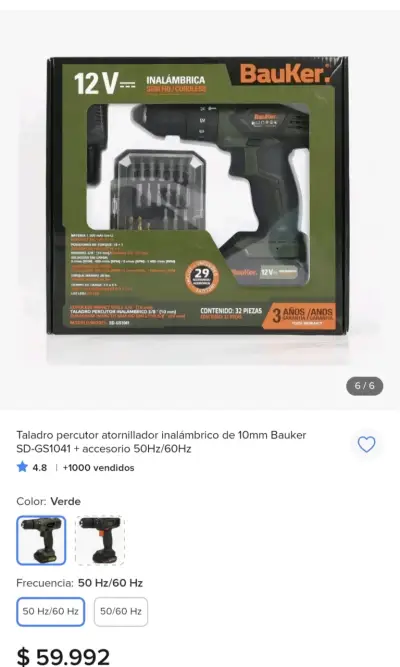 Taladro Inalámbrico Bauker 12V con Accesorios - miniatura 3