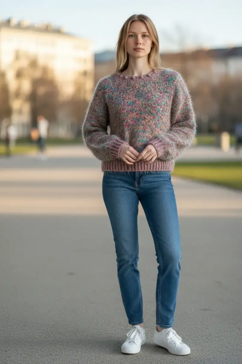 Suéter de lana multicolor para mujer - 1