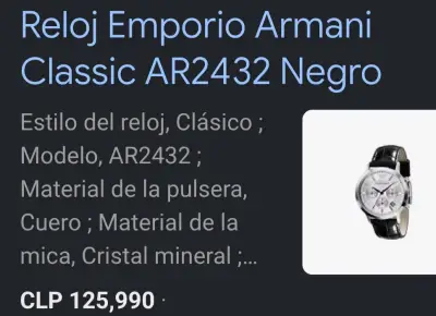 Reloj Emporio Armani Classic AR2432 Negro de Cuero - miniatura 1