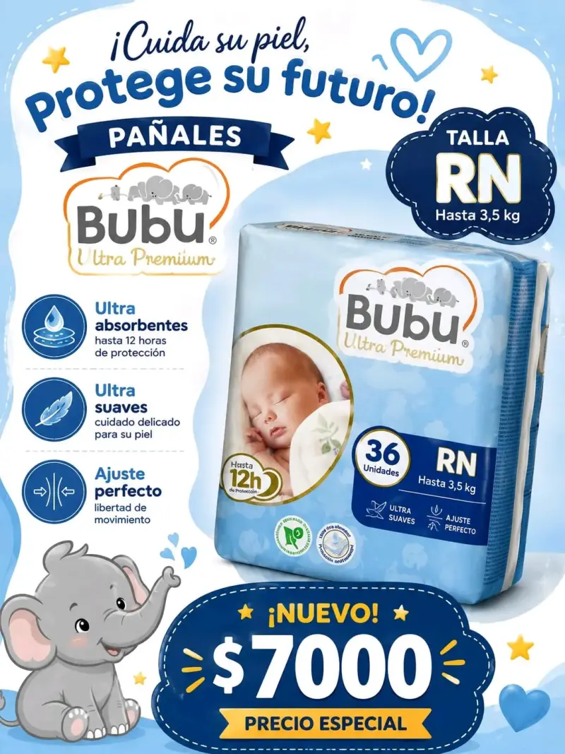 Pañales Bubu Ultra Premium RN 36 unidades