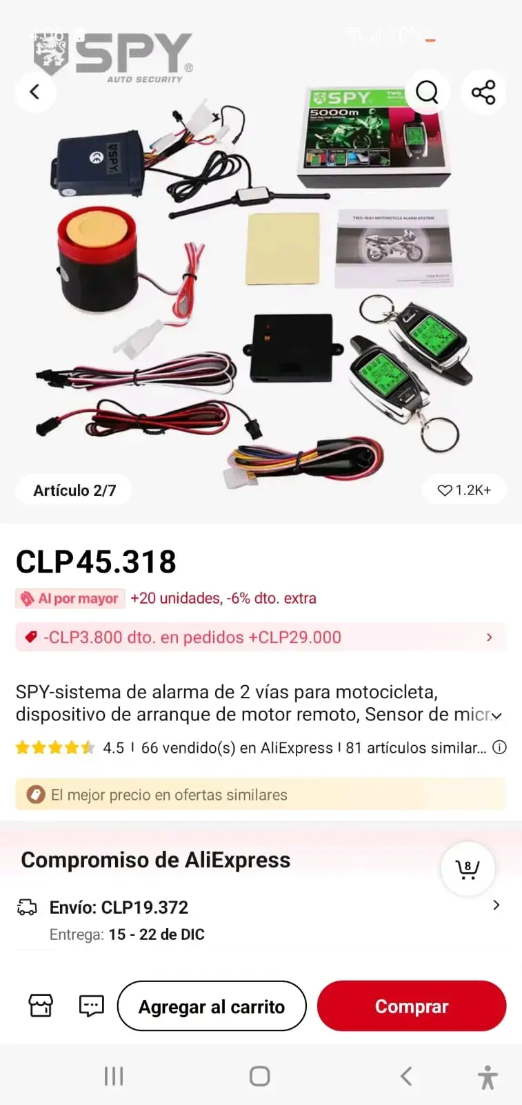 Alarma de Moto de Dos Vías SPY 5000m - 2