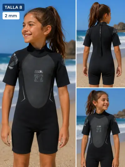 Traje de Neopreno Infantil Negro 2mm talla 8 - miniatura 1