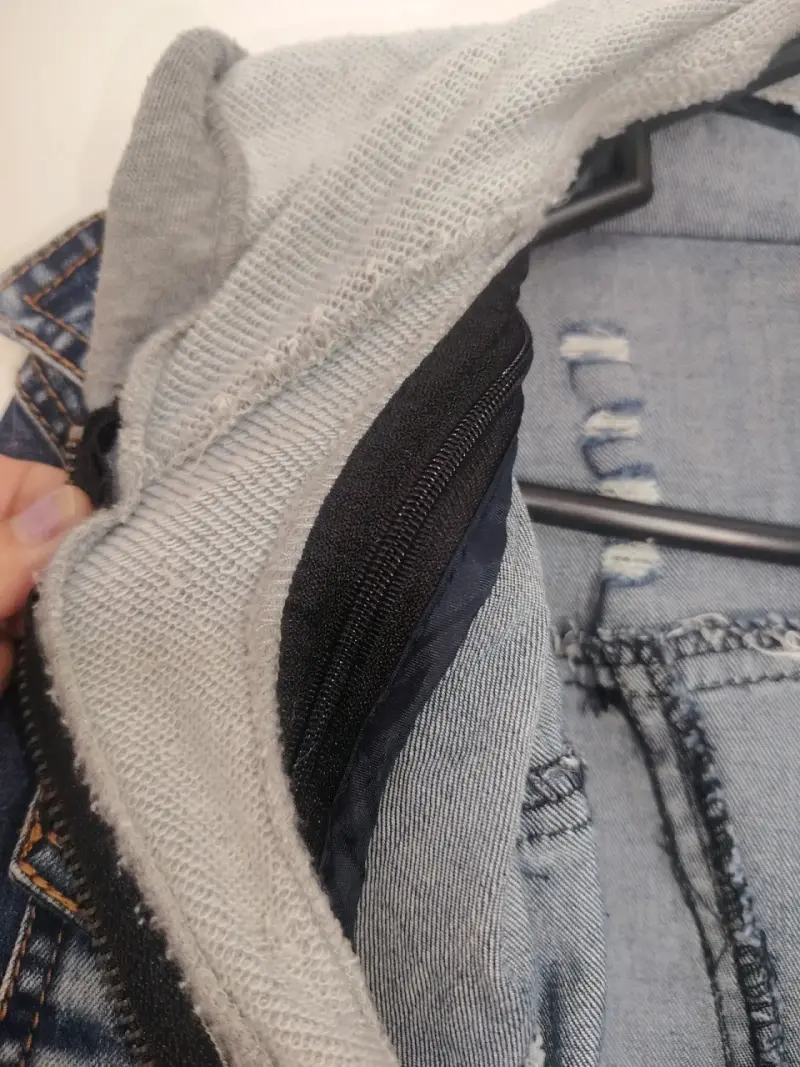 Chaqueta de mezclilla con capucha gris - 6