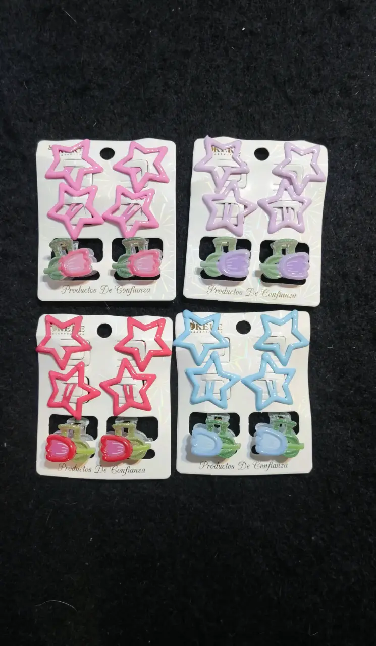 Set de pinzas en forma de estrella y flor
