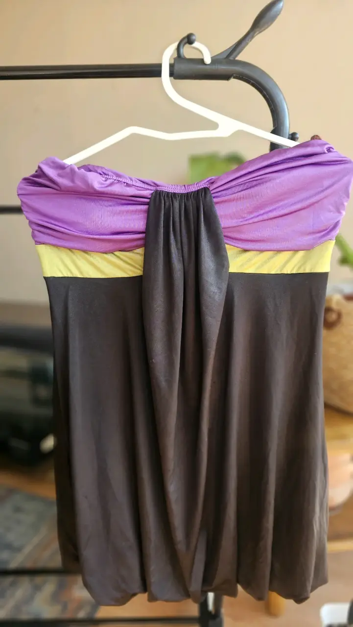 Vestido strapless tricolor elegante - 3