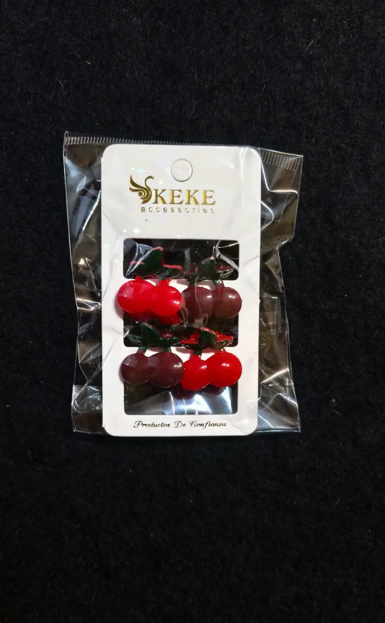 Pinzas para el cabello con diseño de cerezas