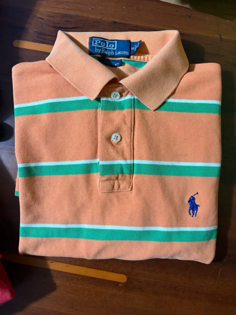 Polera Polo Ralph Lauren a Rayas Naranja y Verde - 2