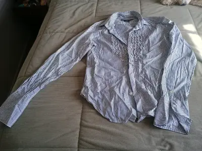 Camisa a rayas azul y blanca Ralph Lauren para hombre - miniatura 3