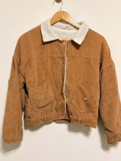 Chaqueta de pana marrón con forro de borrego - miniatura 1