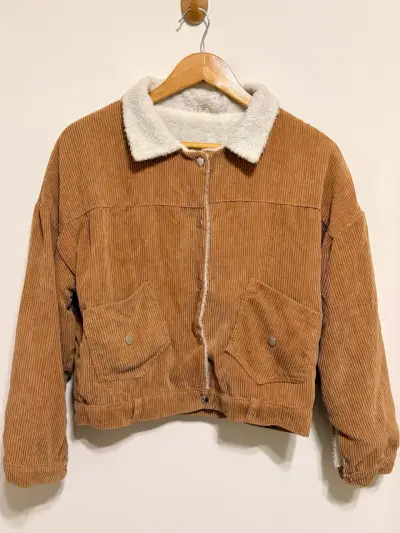 Chaqueta de pana marrón con forro de borrego - miniatura 2