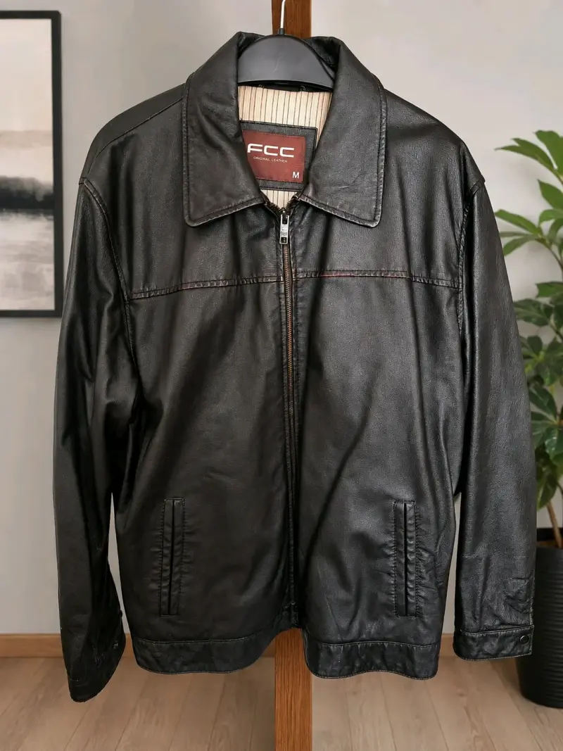 Chaqueta de cuero real Marron FCC talla M/L - 1