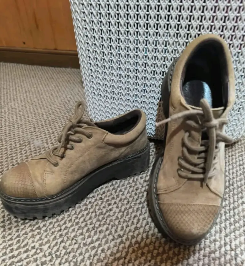 Zapatos de cuero marrón con plataforma - 2