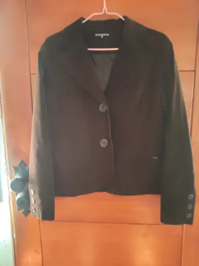 Poncho de lana tejido con flecos - miniatura 2