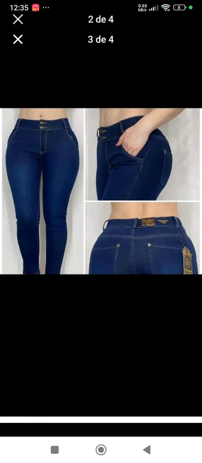 Jeans ajustados azul oscuro para mujer - 2