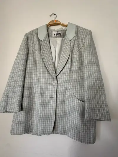 Blazer a cuadros gris para mujer Gallery - miniatura 1