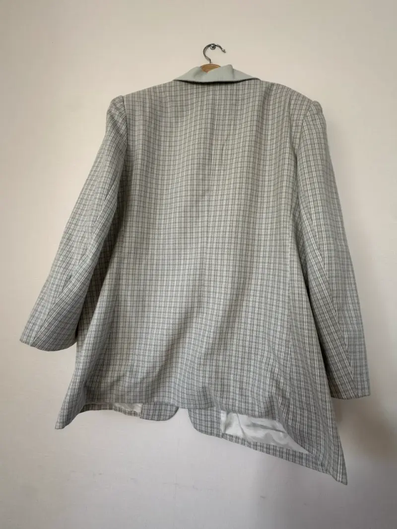Blazer a cuadros gris para mujer Gallery - 2