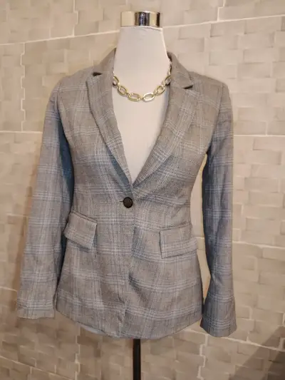 Blazer White House Black Market Cuadrillé XS - miniatura 1