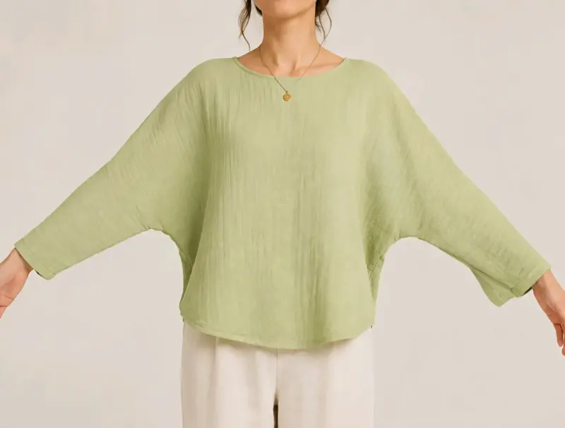 Blusa verde lima manga murciélago - 1