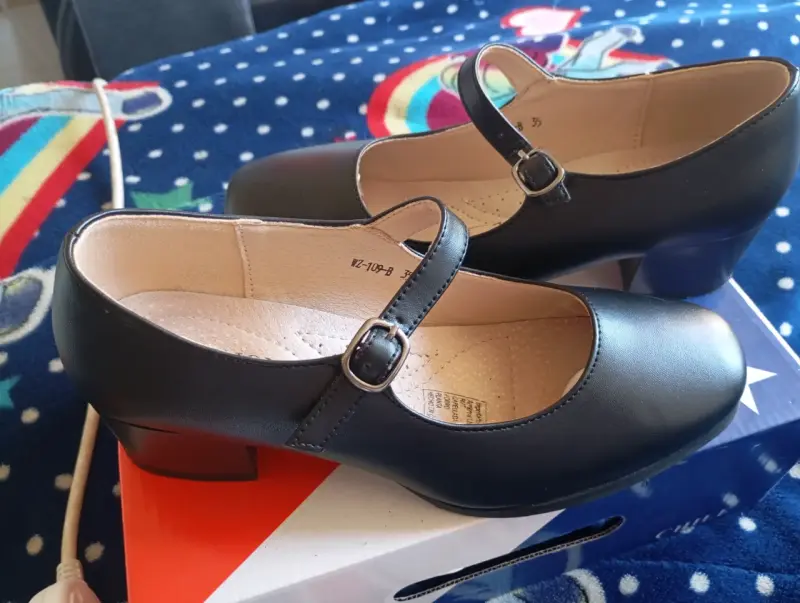 Zapatos de baile negros con hebilla para mujer - 1