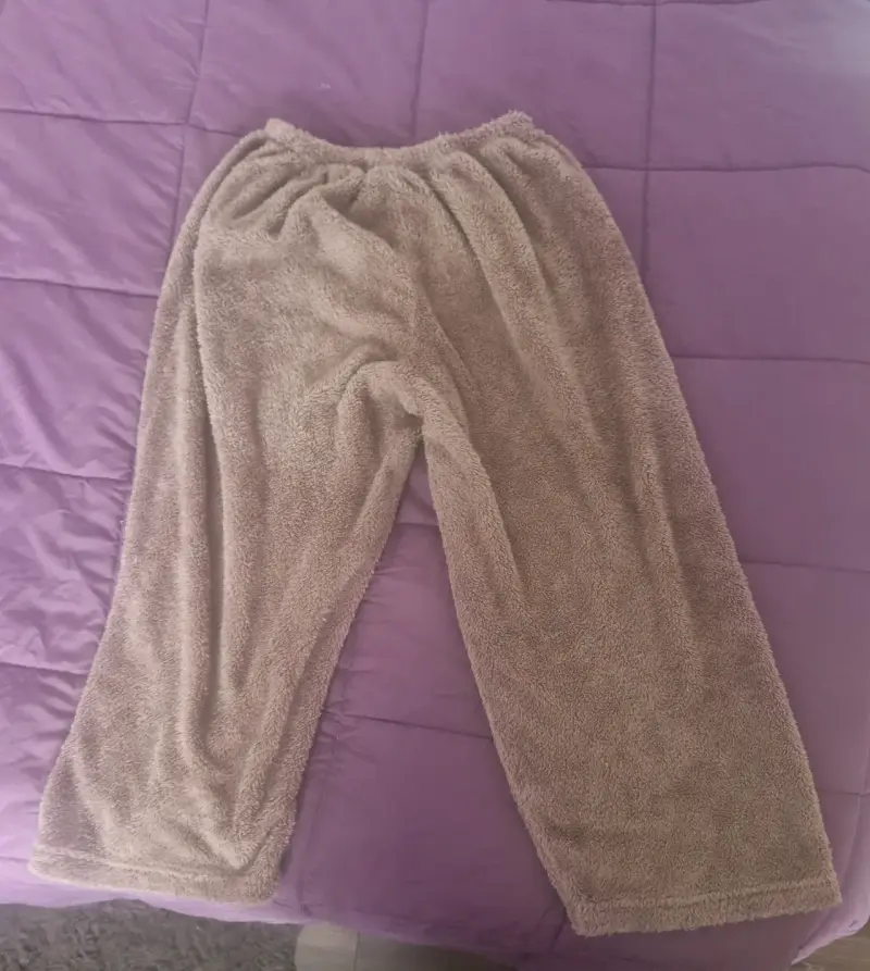 Pantalones de felpa color beige para mujer - 2