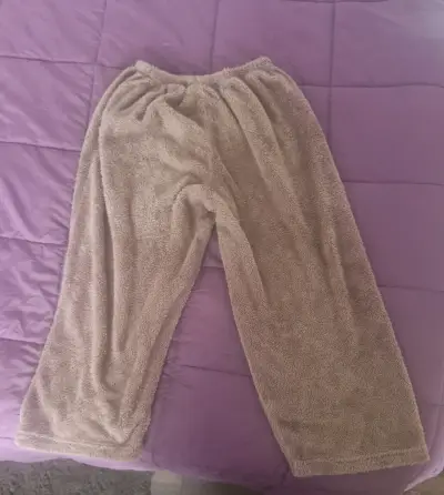 Pantalones de felpa color beige para mujer - miniatura 2