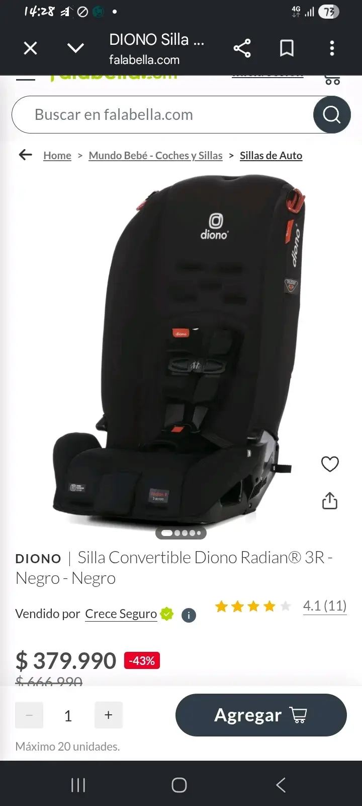 Silla de auto Diono Radian 3R negra - 4